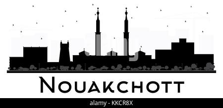 Nouakchott Mauretanien Skyline schwarze und weiße Silhouette. Vector Illustration. Einfache flache Konzept für Tourismus Präsentation, Banner Stock Vektor