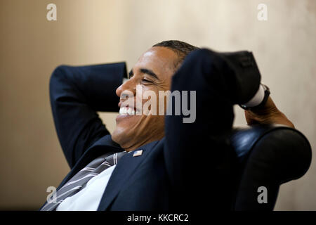 Us-Präsident Barack Obama trifft sich mit Senior Berater in der Lage Zimmer des Weißen Hauses, 8. Juli 2011. Stockfoto