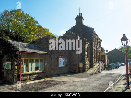 Außenansicht der Goathland Station auf der North Yorkshire Moors Railway. Stockfoto