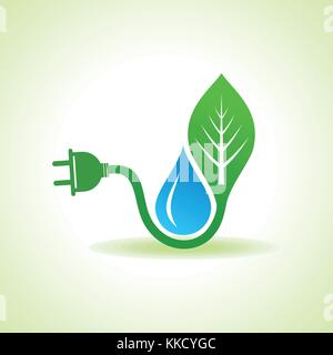 Natur Konzept mit Blatt und Wassertropfen Vektor speichern Stock Vektor