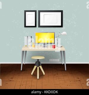 Arbeitsplatz Zimmer. Vector Illustration der moderne Büro. Stock Vektor