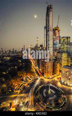 Colombo Square und Central Park Manhattan von oben Stockfoto