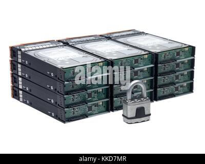 Netzwerk Server mit Vorhängeschloss Stockfoto