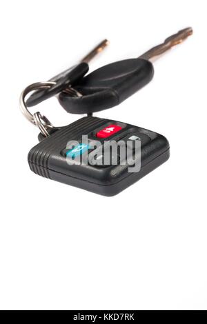 Fernbedienung Autoschlüssel auf Weiß Stockfoto