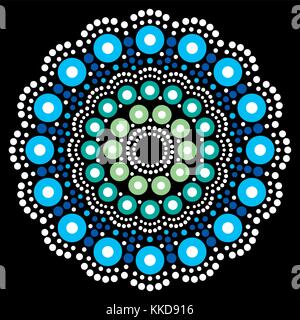 Mandala böhmischen Vektor dot Malerei, Aboriginal dot Kunst, Retro folk Design durch traditionelle Kunst aus Australien inspiriert Stock Vektor