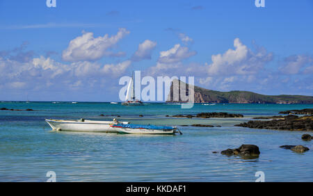 Malheureux, Mauritius - Jan 7, 2017. touristischen Boote auf dem Meer in Cap Malheureux, Mauritius Mauritius ist ein wichtiges touristisches Ziel, Rang 3 in t Stockfoto