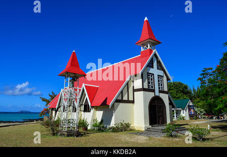 Malheureux, Mauritius - Jan 7, 2017 eine Kirche in der Nähe des Meeres in Cap Malheureux, Mauritius Mauritius ist ein wichtiges touristisches Ziel, Rang 3. in der Stockfoto