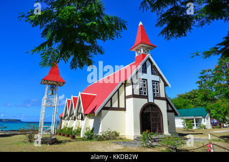 Malheureux, Mauritius - Jan 7, 2017 eine Kirche in der Nähe des Meeres in Cap Malheureux, Mauritius Mauritius ist ein wichtiges touristisches Ziel, Rang 3. in der Stockfoto