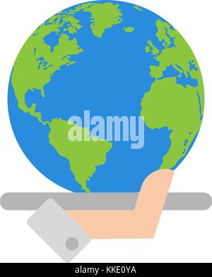 Hand mit globalen Planeten Vektor Stock Vektor