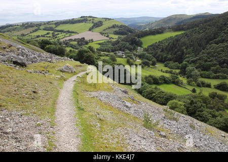 Offas Dyke langen Fußweg über Llangollen, Wales Stockfoto