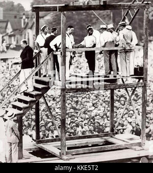 Rainey BETHEA (c 1909-1936) war die letzte Person, die in den USA öffentlich hingerichtet wurde. Bethea auf dem Gerüst in Owensboro, Kentucky am 14. August 1936. Stockfoto