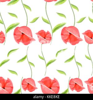 Roter Mohn Blume romantische Muster Stock Vektor