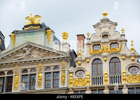 Fassaden der Guildhalls auf dem Grand Place. Brüssel, Belgien. Stockfoto