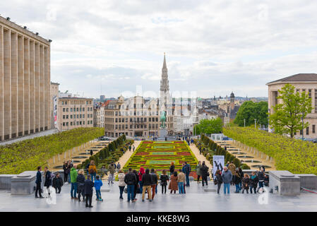 Brüssel, Belgien - 22 April 2017: der Berg der Künste oder kunstberg Gärten als vom erhöhten Aussichtspunkt in Brüssel, Belgien. Stockfoto