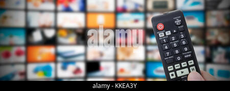 Multimedia Video streaming Web Banner Hintergrund. Fernsehen wand Rundfunk Konzept Stockfoto