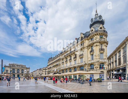 Frankreich, Hérault, Montpellier, Opéra Comédi und 19 Haussmann Stil Gebäude am Place de la Comédie Stockfoto