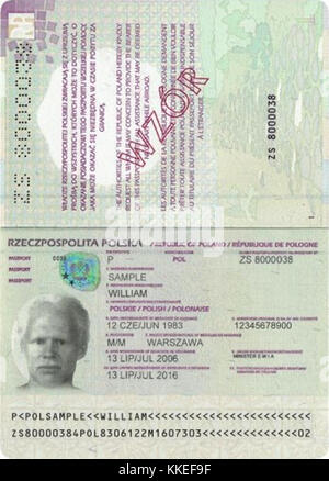 Polnischen pass Info Seite Stockfoto