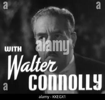Walter Connolly erscheint im Trailer für den 1936 erschienenen Film „Libeled Lady“, einer Drehkugelkomödie, die zu ihrer Zeit wegen ihrer witzigen Dialoge und Auftritte beliebt war. Stockfoto