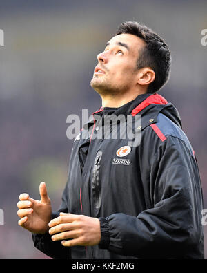 London, Großbritannien. 03 Dez, 2017. Alex Lozowski der Sarazenen während Aviva Premiership Übereinstimmung zwischen Harlekine vs Sarazenen in Twickenham Stoop am Sonntag, den 03. Dezember 2017. LONDON ENGLAND. Credit: Taka G Wu Credit: Taka Wu/Alamy leben Nachrichten Stockfoto