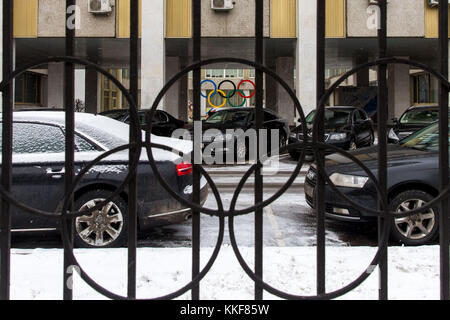 Moskau, Russland. Dezember 2017. Das Gebäude des Russischen Olympischen Komitees befindet sich am 6. Dezember 2017 in Moskau, Russland. Das Internationale Olympische Komitee erklärte am Dienstag, Russland sei wegen Dopingproblemen von den Olympischen Winterspielen 2018, die für den kommenden Februar in PyeongChang (Südkorea) vorgesehen sind, ausgeschlossen. Quelle: Bai Xueqi/Xinhua/Alamy Live News Stockfoto