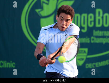 Plantation, Florida, USA. 06 Dez, 2017. George LOFFHAGEN (GBR) spielt in der Orange Bowl 2017 Internationalen Tennismeisterschaften elimination Runden von Jungen unter 18 Jahren, an der Frank Veltri Tennis Center in Plantation, Florida, USA gespielt. Mario Houben/CSM/Alamy leben Nachrichten Stockfoto