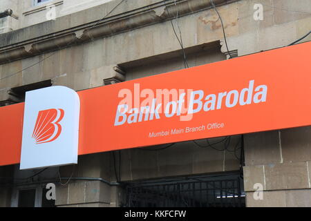 Bank von Baroda unterzeichnen. Bank von Baroda ist eine indische Staat - Internationale Bank- und Finanzdienstleistungen. Stockfoto