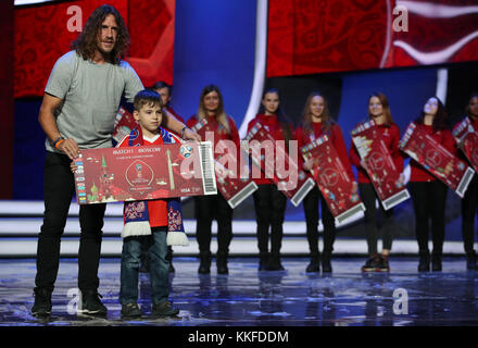 Wm 2018 zeichnen Botschafter Carles Puyol während der Mittel an das World Trade Center in Moskau, Moskau. Stockfoto