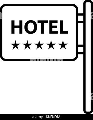 Modern und einfach Vektor flachbild Abbildung: das Symbol in der Form eines Zeichens mit einem text Hotel. mit dünnen Linien für die Anwendung, Website, Schnittstelle, Stock Vektor