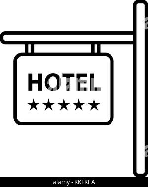 Modern und einfach Vektor flachbild Abbildung: das Symbol in der Form eines Zeichens mit einem text Hotel. mit dünnen Linien für die Anwendung, Website, Schnittstelle, Stock Vektor