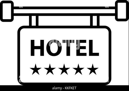 Modern und einfach Vektor flachbild Abbildung: das Symbol in der Form eines Zeichens mit einem text Hotel. mit dünnen Linien für die Anwendung, Website, Schnittstelle, Stock Vektor