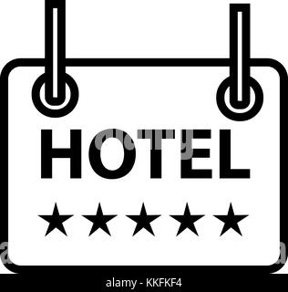Modern und einfach Vektor flachbild Abbildung: das Symbol in der Form eines Zeichens mit einem text Hotel. mit dünnen Linien für die Anwendung, Website, Schnittstelle, Stock Vektor