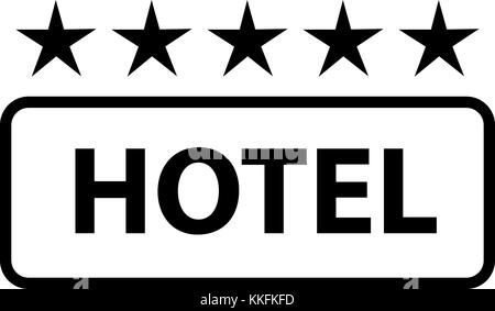 Modern und einfach Vektor flachbild Abbildung: das Symbol in der Form eines Zeichens mit einem text Hotel. mit dünnen Linien für die Anwendung, Website, Schnittstelle, Stock Vektor