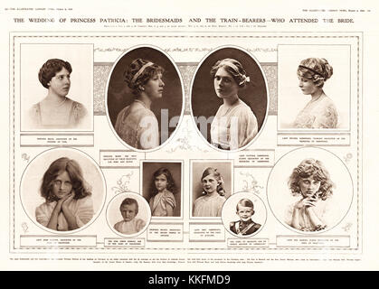 1919 Illustrated London News Brautjungfern bei der Hochzeit von Prinzessin Patricia von Connaught Stockfoto