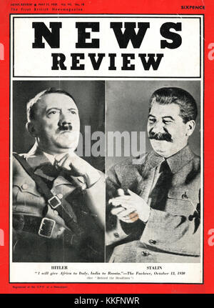 1939 News Review Magazine Adolf Hitler und Joseph Stalin Stockfoto