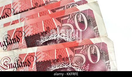 Notizen 50 Pfund Sterling Stockfoto