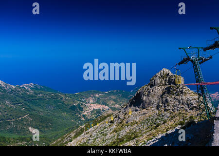 Seilbahn verbindet Marciana monte Capanne in Insel Elba nach Monte, Italien Stockfoto