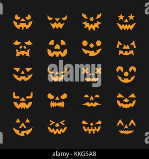 Halloween Gesicht gesetzt. Flaches Design symbol Sammlung Stock Vektor