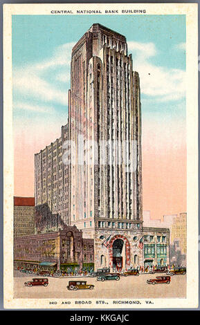 Postkarte der Central National Bank, Richmond, Virginia Stockfoto