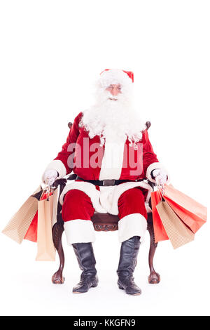 Weihnachtsmann nach Weihnachtseinkauf Stockfoto