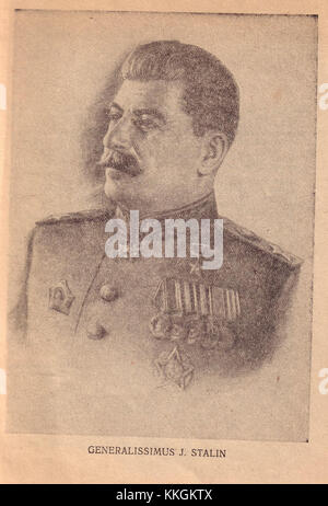 Ein Hinweis auf Generalissimus Joseph Stalin, Führer der Sowjetunion, bekannt für seine Rolle während des Zweiten Weltkriegs und seinen Einfluss in der Sowjetpolitik und Geschichte. Stockfoto