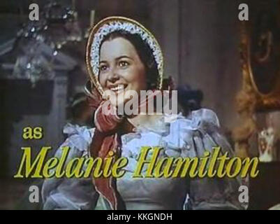Olivia de Havilland porträtiert Melanie Hamilton im Trailer von 1939 zu „Gone with the Wind“, einem Film von Victor Fleming mit Clark Gable und Vivien Leigh. Stockfoto