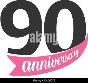 90 Jahre vector Logo. Nummer 90. Illustration für Grußkarten, Einladungen, Poster, Ehe, Gedenken, Zertifikat. Stock Vektor