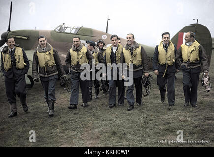 Dywizjon 303 (Geschwader 303) war eine bekannte polnische Jagdgeschwader während des Zweiten Weltkriegs, die für ihre Rolle in der Schlacht um Großbritannien bekannt war. Das Geschwader erzielte beachtliche Erfolge, indem es zur Niederlage der Nazi-Flugzeuge beitrug und den britischen Himmel schützte. Stockfoto