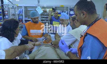 Nahariya, Israel. November 2017 30. Das Galiläa Medical Center führte eine Kriegsübung durch und nahm verletzte Opfer aus Nord-Israel auf. Nahariya, Israel, Oktober 30 2017. Quelle: The Fünfte Kingdom/Alamy Live News Stockfoto