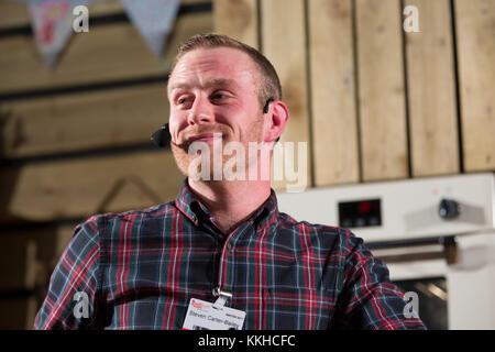 Steven Carter Bailey aus diesen Jahren große britische Küche Backen auf der Bühne im Winter ein Kochen Demo durch den Winter inspiriert. Credit: Steven roe/Alamy leben Nachrichten Stockfoto