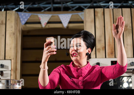 Birmingham, Großbritannien. 1. Dezember, 2017. Sharon Hearne Smith auf der Küche Bühne Winter erstellen zwei Rezepte aus ihren Büchern keinen Koch Kochbuch und keine Backen backen. Credit: Steven roe/Alamy leben Nachrichten Stockfoto