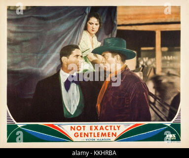 Die Lobby-Karte für „nicht genau Gentlemen“, ein klassischer Film, zeigt Werbebilder, die für die Werbung für den Film verwendet wurden. Der Film ist bekannt für seine unbeschwerte Darstellung von Comedy und Drama. Stockfoto