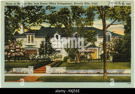 Die Heimat des Komikers Jack Benny und seiner Frau Mary Livingstone in Beverly Hills, Kalifornien, stellt ein bedeutendes Stück Hollywood-Geschichte dar. Stockfoto