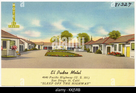 El Padre Motel, 4640 Pacific Highway (U. S. 101), San Diego 10. Kalifornien, Schlafen abseits der Autobahn (81327) Stockfoto