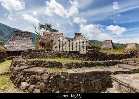 Traditionelle Häuser im Dorf wologai, Ost Nusa Tenggara, Indonesien. Stockfoto